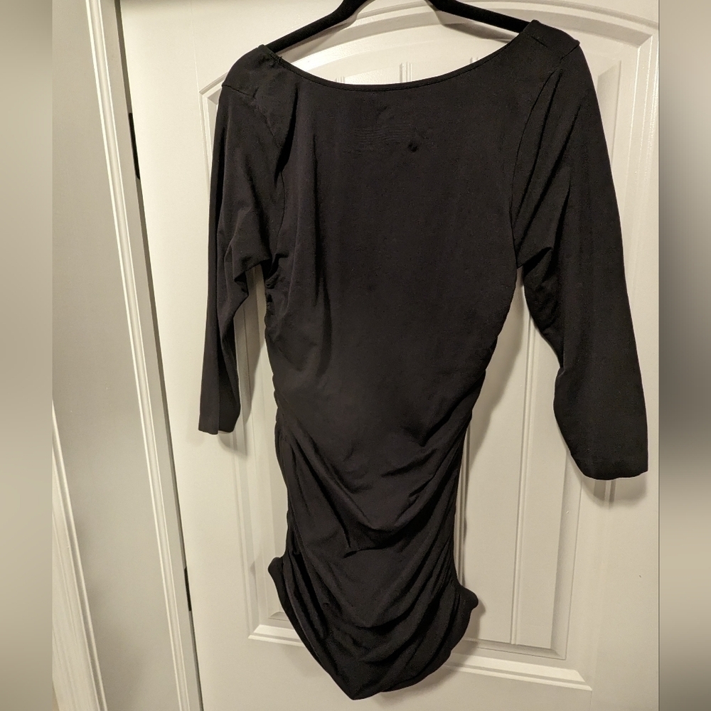 INGRID & Isabel Ruched  tunic  Maternity Top Black  size 3/4 fits sz 14/16